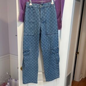 NWT Women's Blue Patterned Cargo Pants